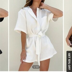 White Tied Cotton Romper